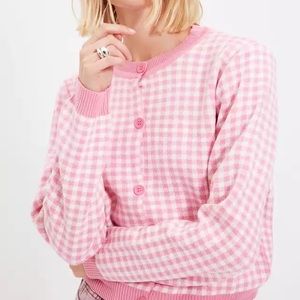 Pink Jacquard Knit Cardigan